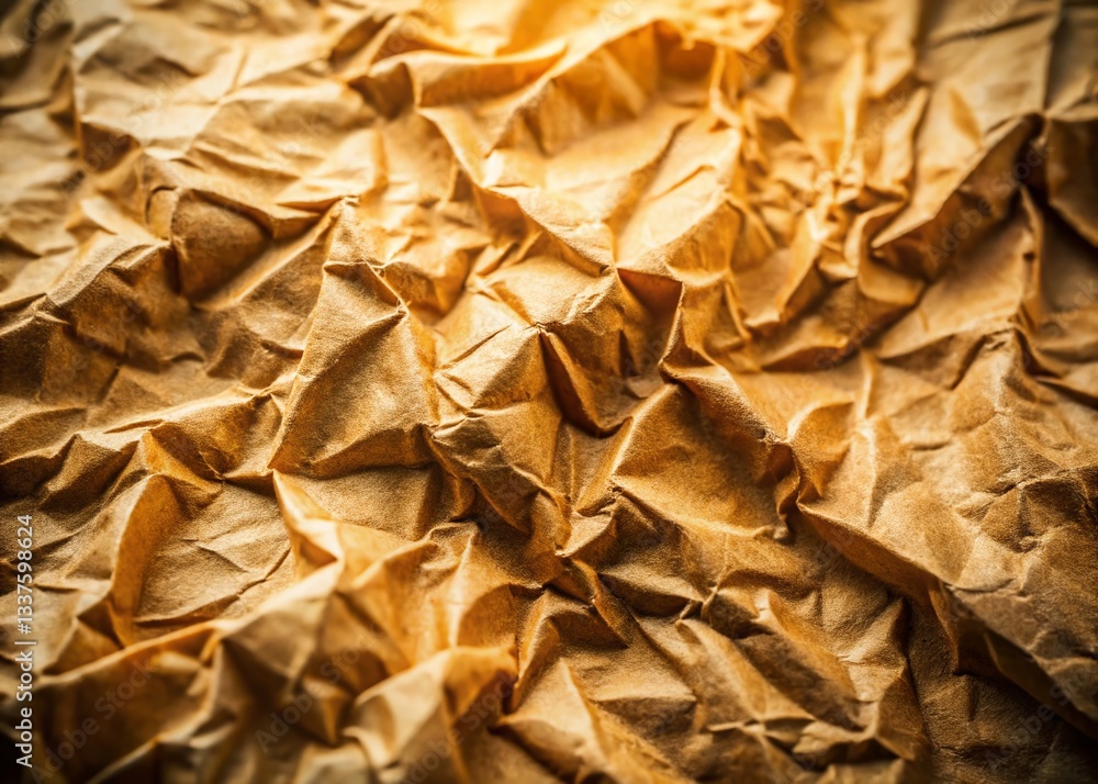 Naklejka premium Crumpled Brown Paper Texture: High-Resolution Background for Design Projects