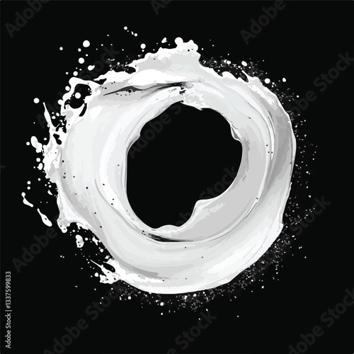 Shimmering White Paint Spreads in Circular Motion
