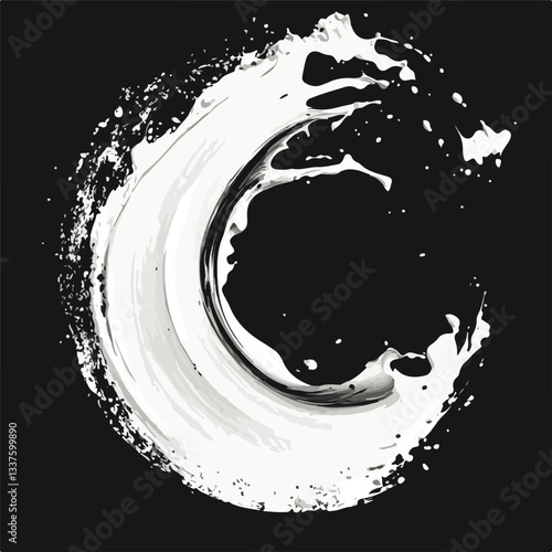 Shimmering White Paint Spreads in Circular Motion