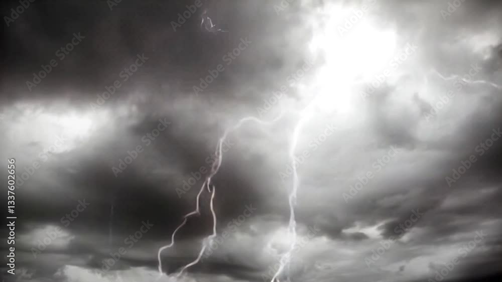 Dark clouds sky with multiple lightings Dark clouds sky with multiple lightings