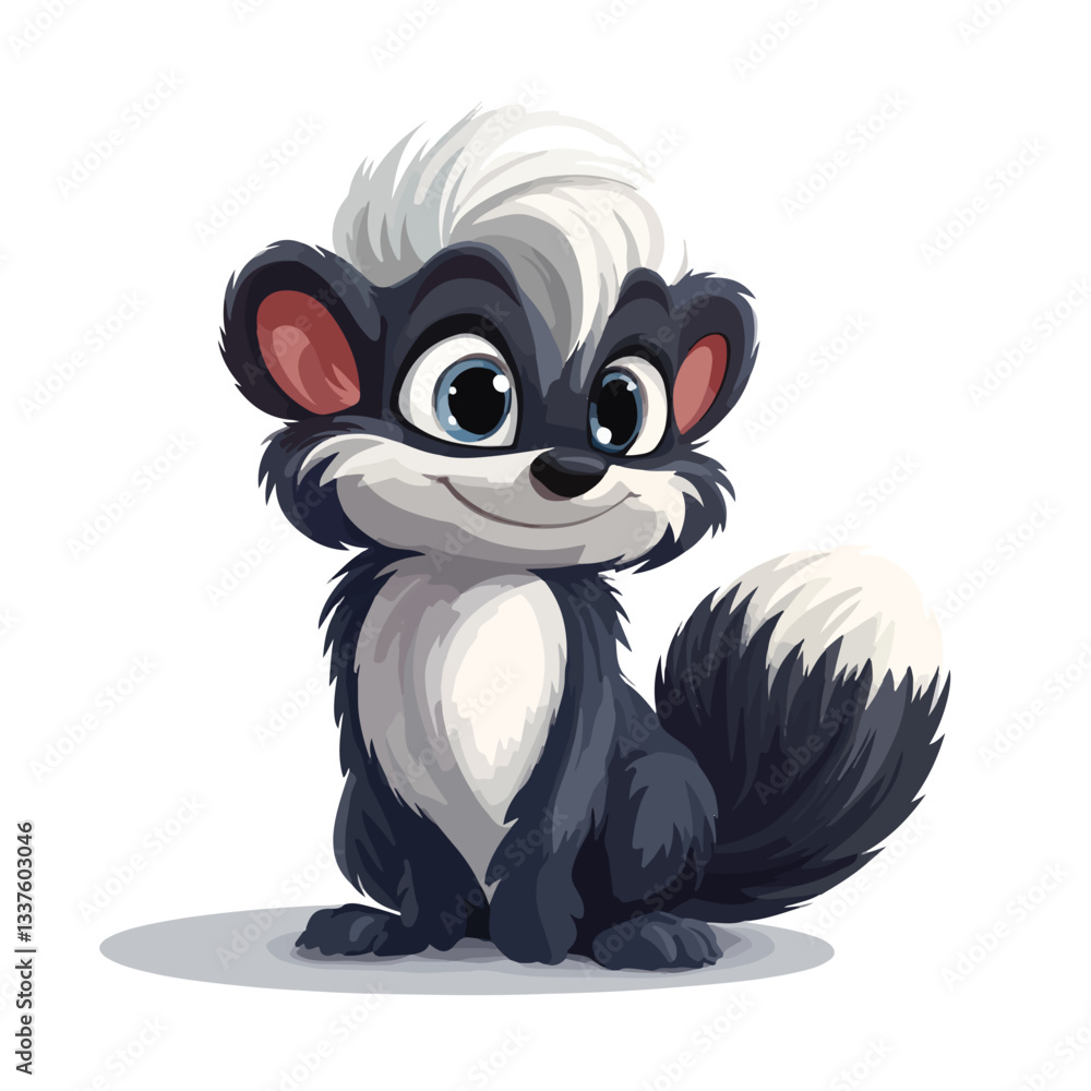 Obraz premium Cute Skunk Cartoon Mascot Character Vector Illustration