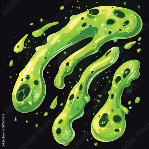 Green Toxic Slime Background with Stretches of Ooze Illustration