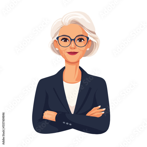 Confident Mature Woman Smiling Elegantly Standing - Professional Portrait