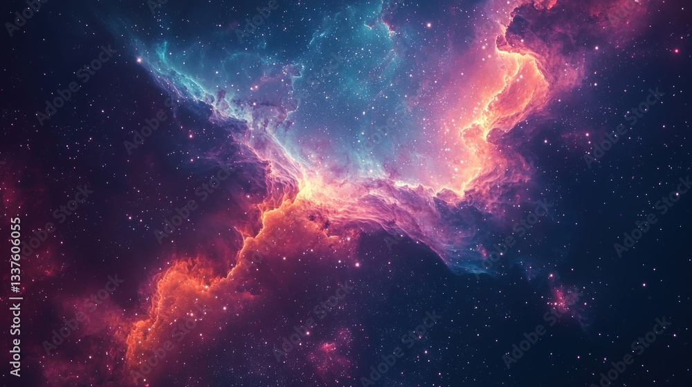 Vibrant nebula with cosmic dust and stars. Vibrant nebula with cosmic dust and stars.