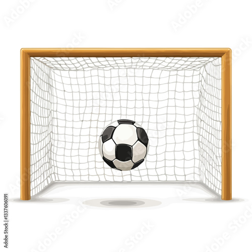 Soccer Ball in Goal Vector Design: Precision Kick Winning Score Fascinate Soccer Enthusiasts
