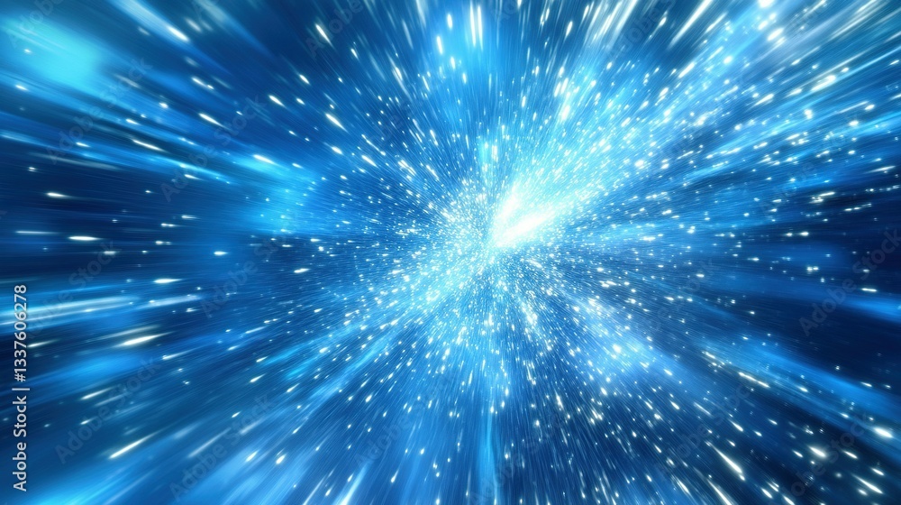 A vibrant blue light emitting from a centralized bright point A vibrant blue light emitting from a centralized bright point