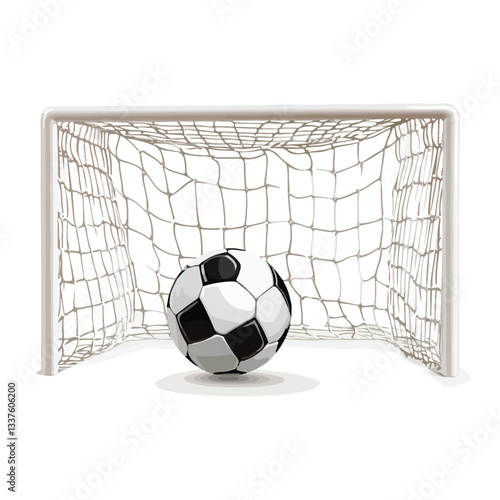 Soccer Ball in Goal Vector Design: Precision Kick Winning Score Fascinate Soccer Enthusiasts
