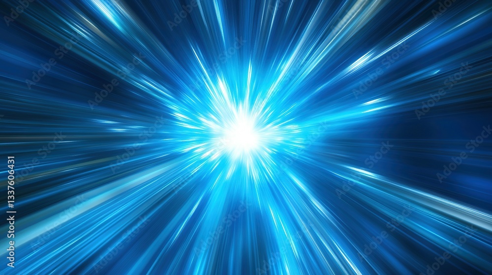 Bright blue light radiating outwards from a central luminous point Bright blue light radiating outwards from a central luminous point