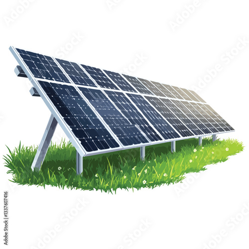 Solar Panels on a Green Field - Clean Energy Technology Concept