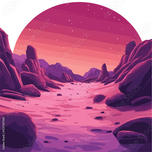 Futuristic Space Game Vector Background with Fantasy Alien Plan