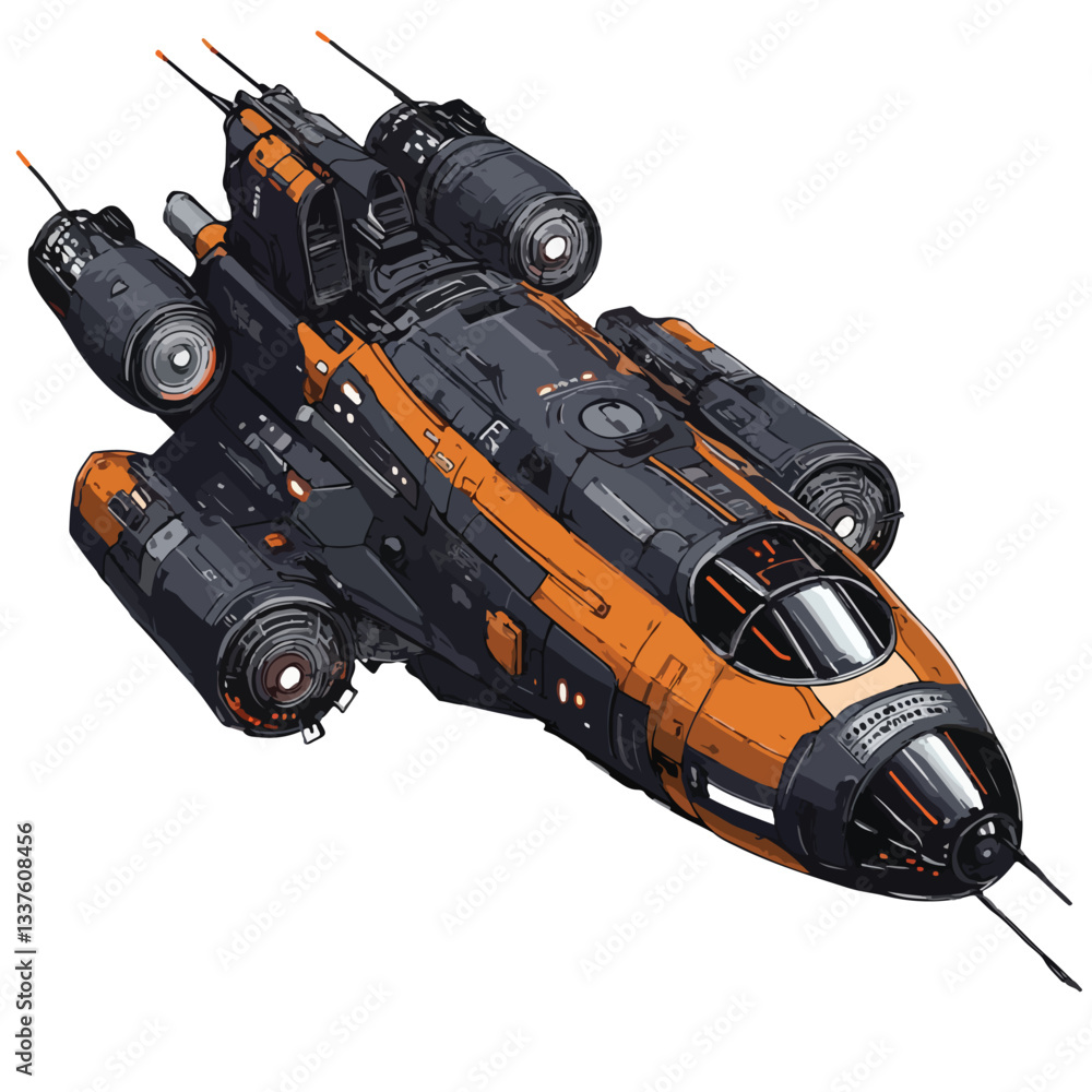 Futuristic Spacecraft Clipart Vector Illustration for Isolated Design Futuristic Spacecraft Clipart Vector Illustration for Isolated Design