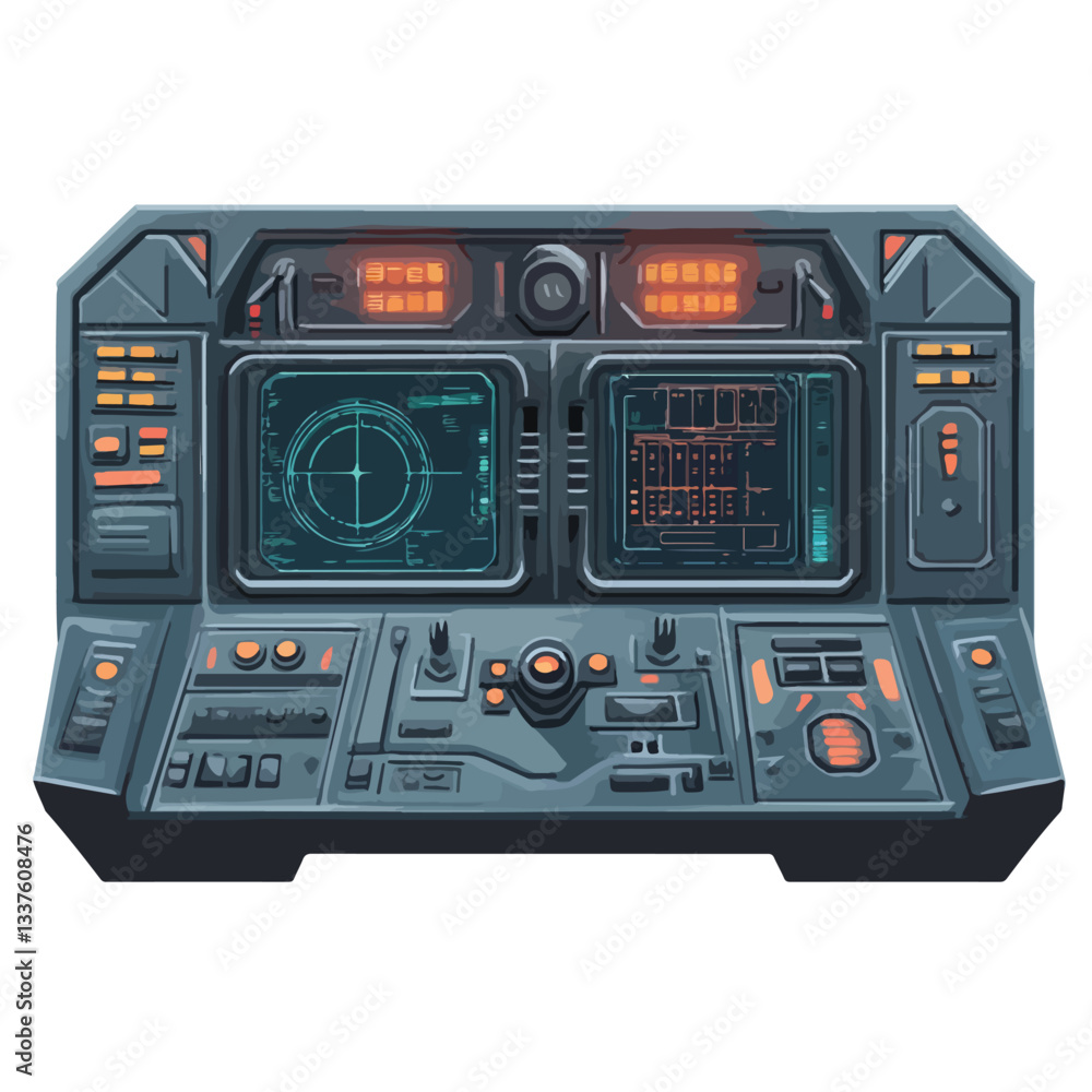 Fototapeta premium Futuristic Spaceship Control Panel Digital Art