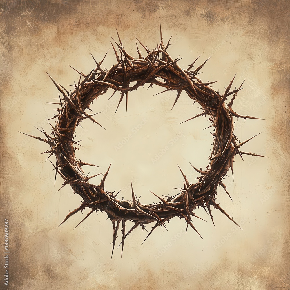 Fototapeta premium Intricate Thorn Crown Emblem of Faith