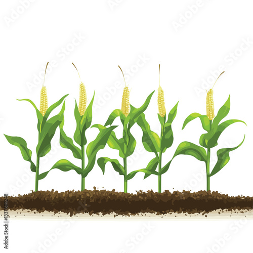 Vibrant Springtime Corn Field with Fresh Green Sprouts Image