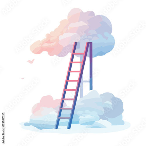 Elevate Your Future: Step Ladder Leading in Clouds