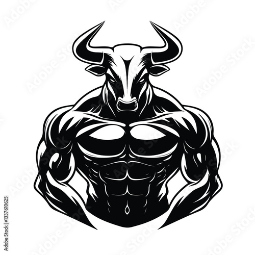 Powerful Bull Mascot with Strong Athletic Body - Mascot Design