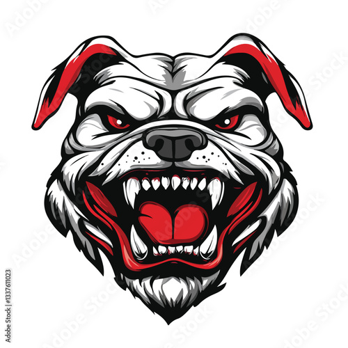 Muscular Bulldog Mascot Flexing Strength in Athletic Body Vector Illustration