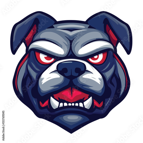 Muscular Bulldog Mascot Flexing Strength in Athletic Body Vector Illustration