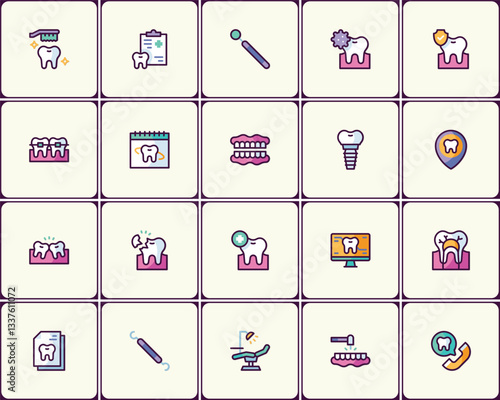 Comprehensive Dental Health Icon Collection for Healthcare and Hygiene