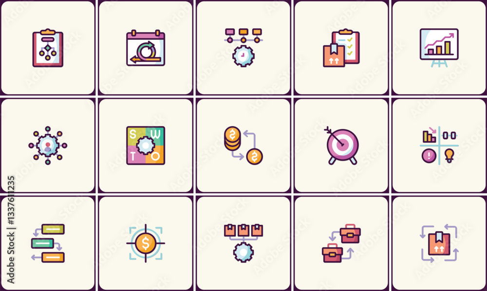 Corporate Strategy and Planning Icon Set for Business Development and Growth Corporate Strategy and Planning Icon Set for Business Development and Growth