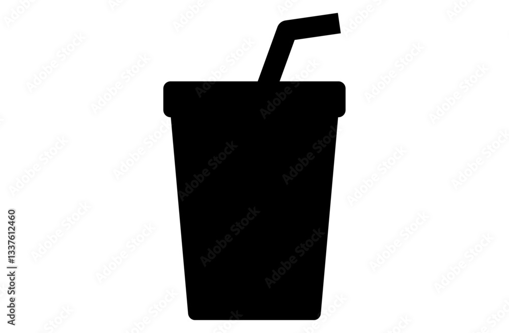 シンプルなストローが刺さったドリンクのイラストのアイコン シンプルなストローが刺さったドリンクのイラストのアイコン