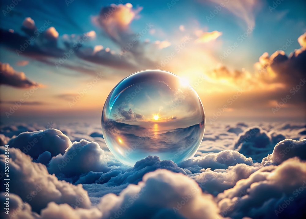 Dreamy Blue and White Cloud with Orb - Bokeh Background Stock Photo Dreamy Blue and White Cloud with Orb - Bokeh Background Stock Photo