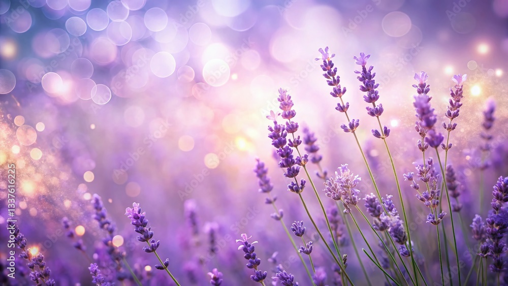 Naklejka premium Dreamy Lavender Lilac Bokeh Background: Soft Pastel Portrait Photography