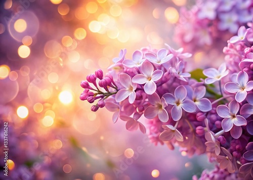 Dreamy Lilac Flowers: Soft Pink Light & Bokeh Sparkle Close-Up