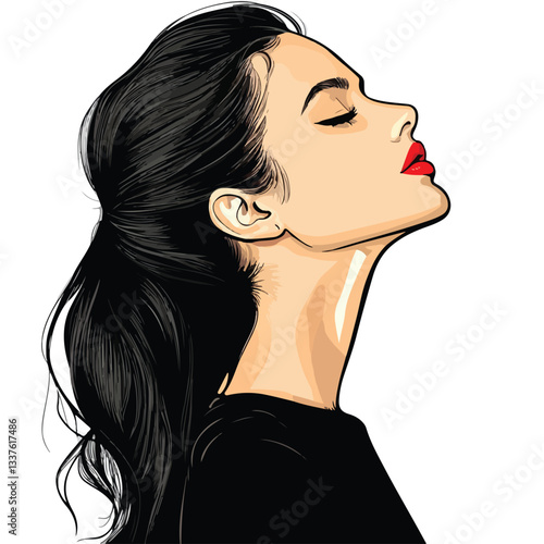 Elegant Side View of Young Woman in Fashionable Attire