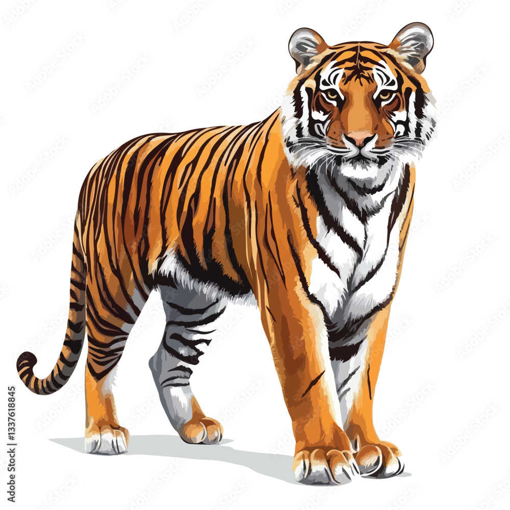 Naklejka premium Majestic Tiger Vector Illustration on Transparent Background