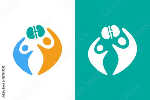 Human kidneys logo combination. Unique internal organ logotype design template.