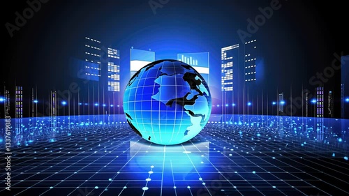 Global network connection, digital world, futuristic technology