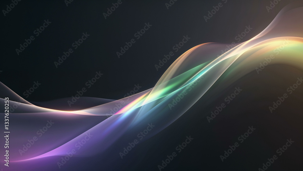 Obraz premium A minimalist yet sophisticated take on the northern lights, blending smooth rainbow gradients with soft-focus refractions.