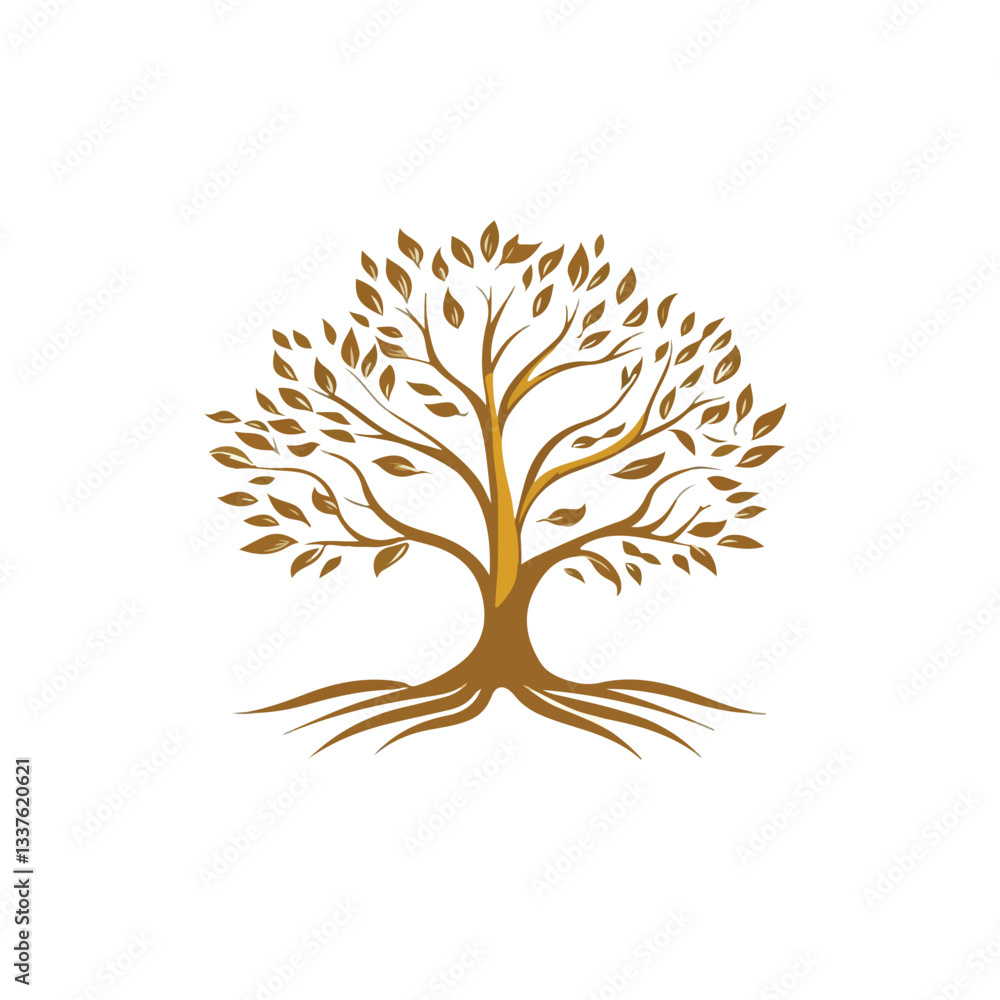 Obraz premium Tranquil Reflections Bodhi Tree Logo Vector Illustration