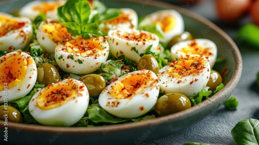 Savory egg salad with fresh herbs and olives Savory egg salad with fresh herbs and olives