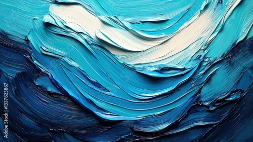 Abstract blue and white oil paint texture.