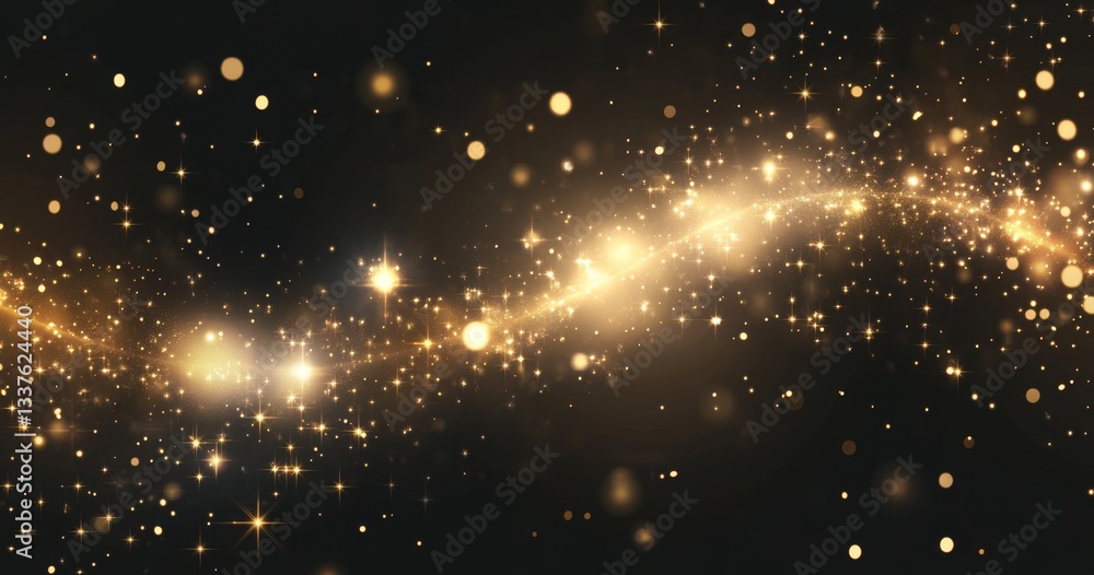 Fototapeta premium Golden cosmic swirl, glittering particles