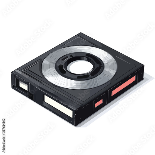 Vintage Video Tape Roll and Retro Film Strip Vector Illustration