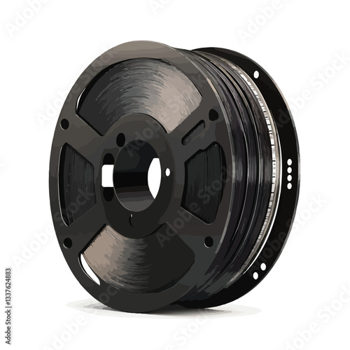 Vintage Video Tape Roll and Retro Film Strip Vector Illustration