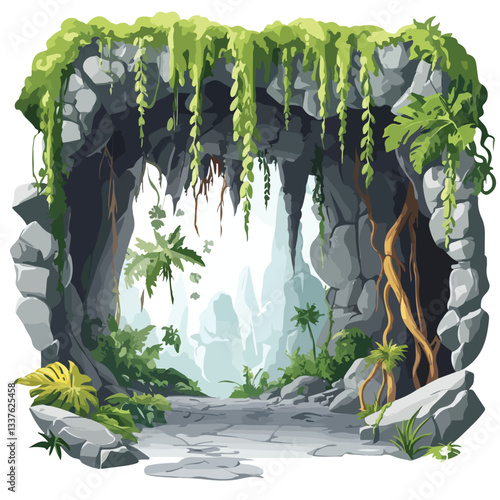 Jungle View Inside Stone Cave