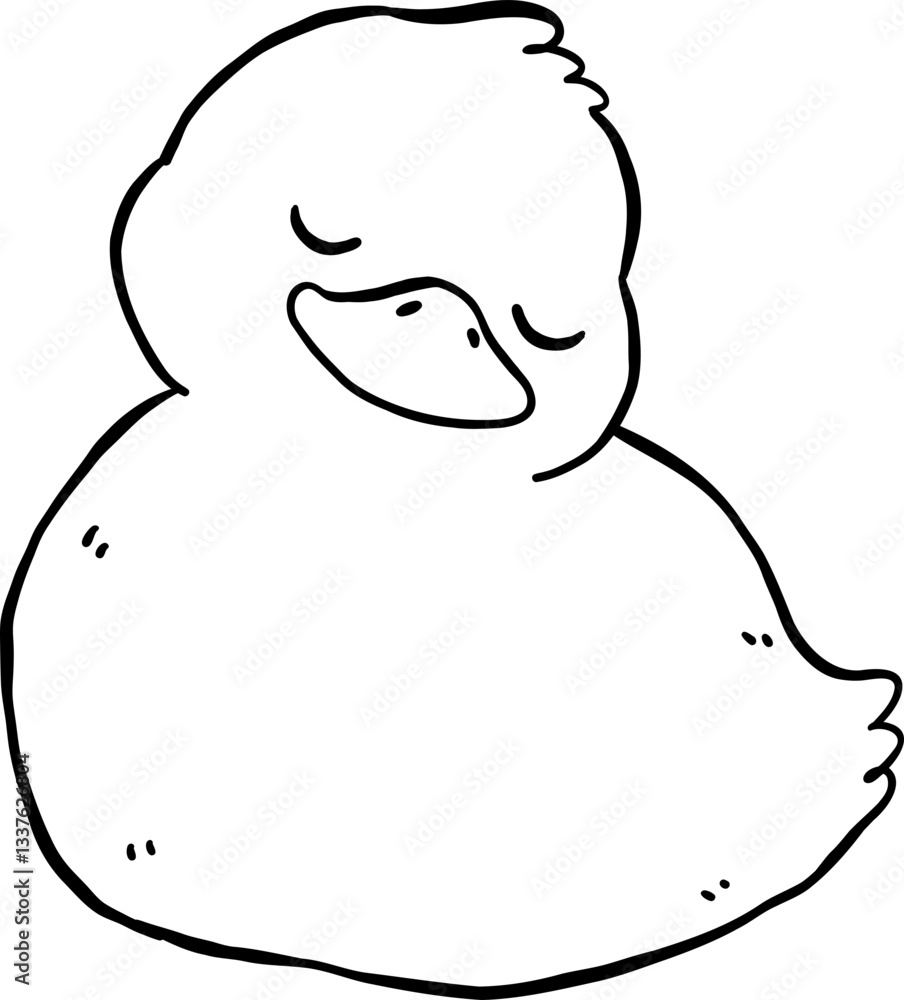 Cute Cartoon Duck Outline Black and White Sleeping Hand Drawn Doodle Cute Cartoon Duck Outline Black and White Sleeping Hand Drawn Doodle