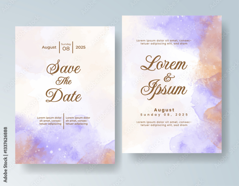Wedding invitation with abstract splash watercolor Wedding invitation with abstract splash watercolor