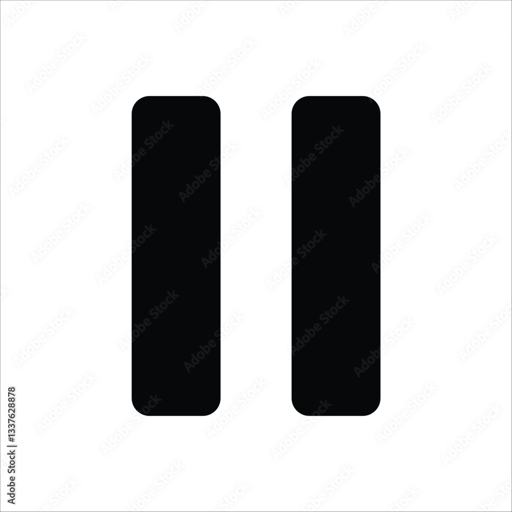 A simple pause button icon, commonly used for media players or video content. A simple pause button icon, commonly used for media players or video content.