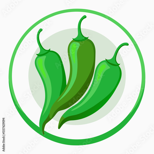 Fresh green chiles vector art illustration