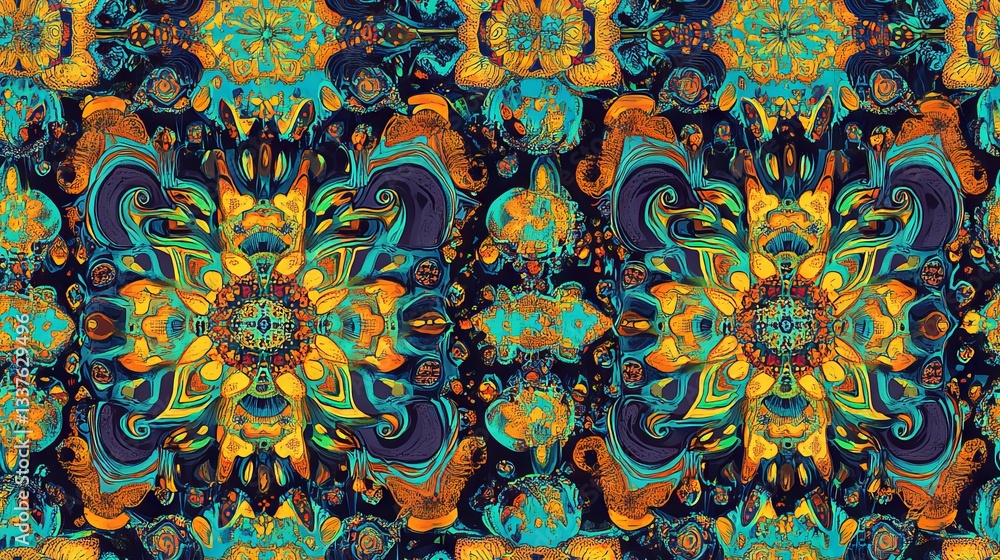Trippy and groovy posh fabric pattern. Psychedelic groovy background