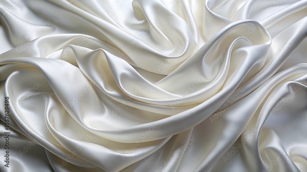 Fototapeta premium Elegant White Silk Wedding Background - Luxurious Fabric Texture
