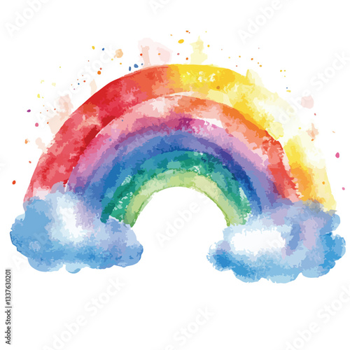 Vibrant Watercolor Rainbow Color Powder Cloud Vector Illustration