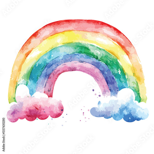 Vibrant Watercolor Rainbow Color Powder Cloud Vector Illustration