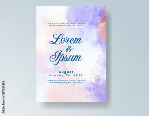 Wedding invitation with abstract splash watercolor