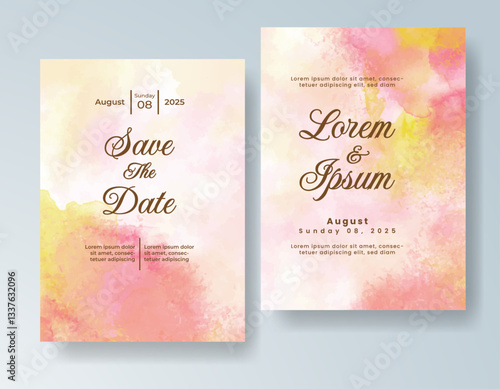 Wedding invitation with abstract splash watercolor